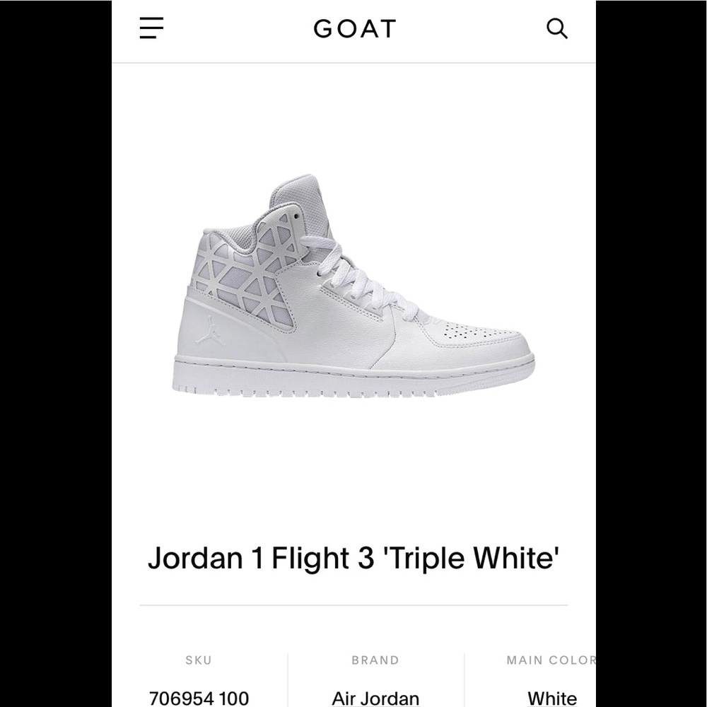 Jordan 1 Flight 3 'Triple White' Men’s sz 11
